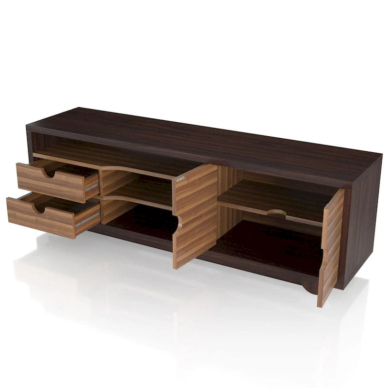 Meuble TV console multifonctionnel Kuutti contemporain marron 160 cm avec rangement par Strick & Bolton