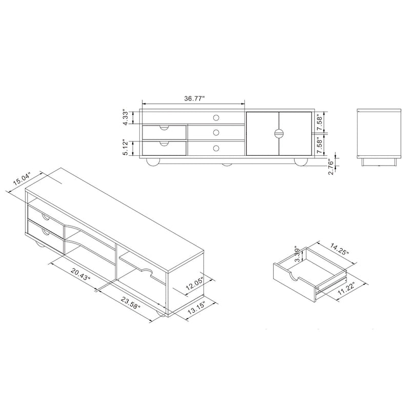 Meuble TV console multifonctionnel Kuutti contemporain marron 160 cm avec rangement par Strick & Bolton