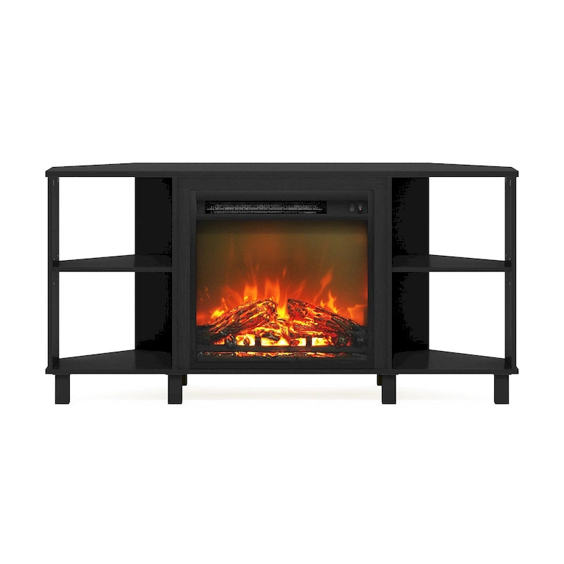 Meuble TV d'angle pour cheminée Furinno Jensen avec pieds en métal, pour téléviseurs jusqu'à 55 pouces