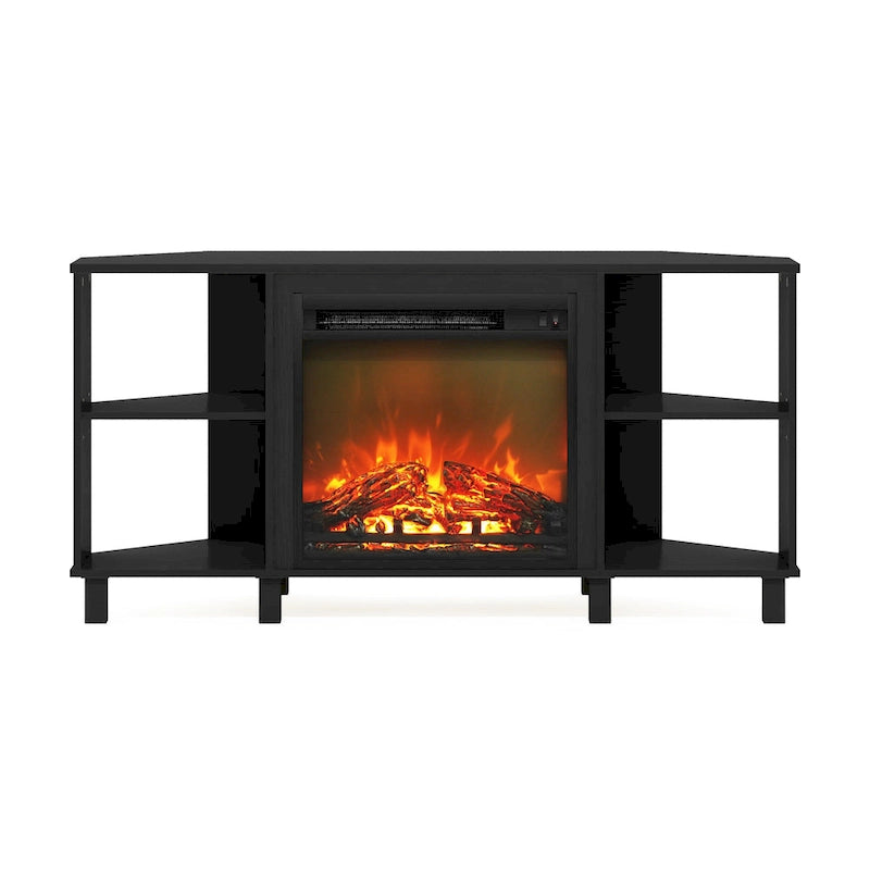 Meuble TV d'angle pour cheminée Furinno Jensen avec pieds en métal, pour téléviseurs jusqu'à 55 pouces