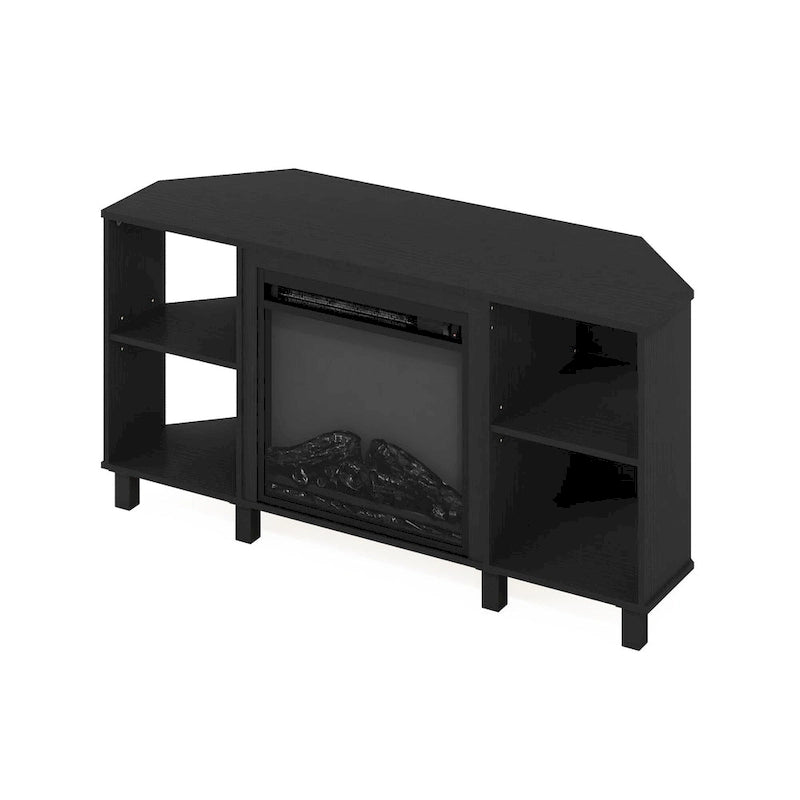 Meuble TV d'angle pour cheminée Furinno Jensen avec pieds en métal, pour téléviseurs jusqu'à 55 pouces