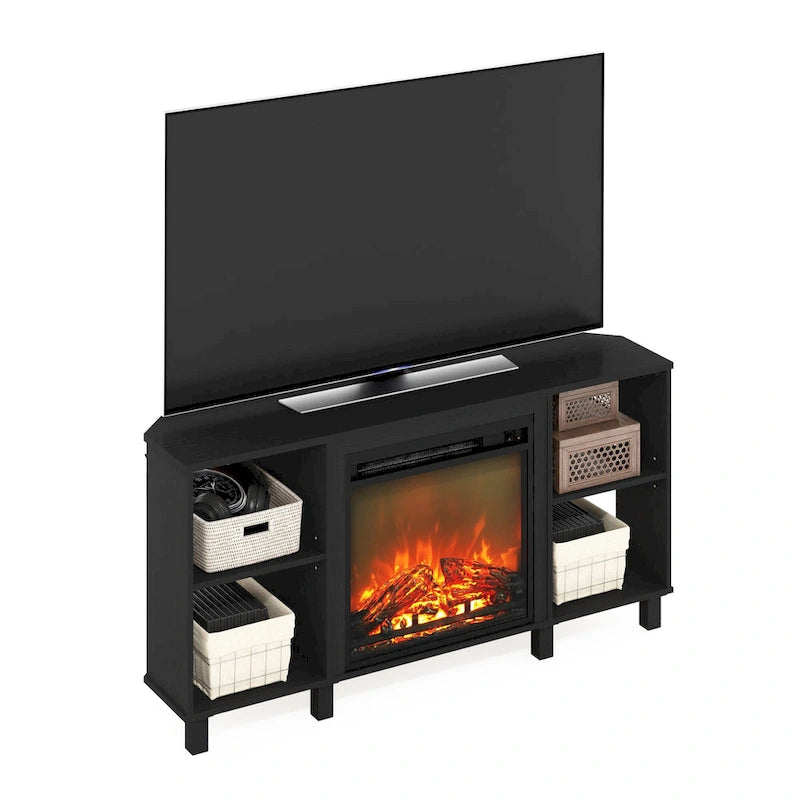 Meuble TV d'angle pour cheminée Furinno Jensen avec pieds en métal, pour téléviseurs jusqu'à 55 pouces
