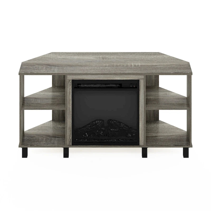 Meuble TV d'angle pour cheminée Furinno Jensen avec pieds en métal, pour téléviseurs jusqu'à 55 pouces
