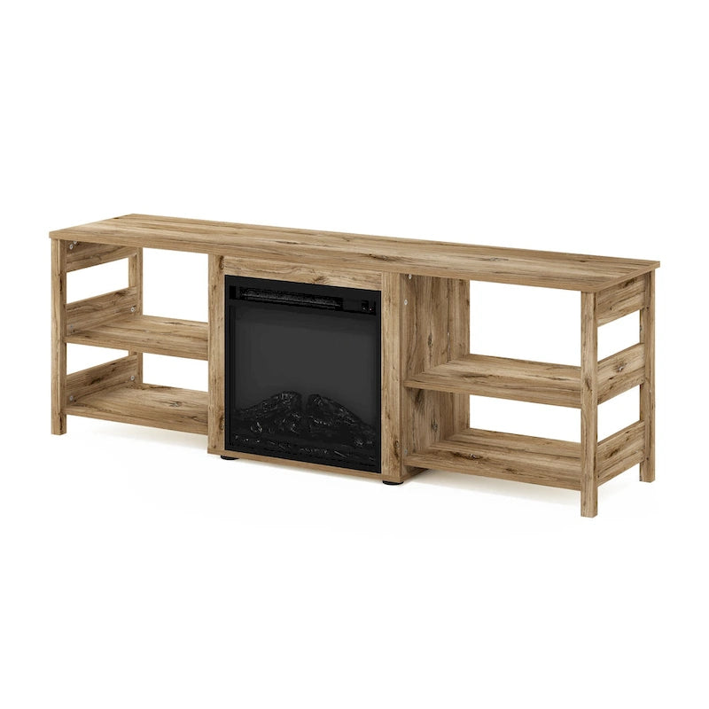 Meuble TV d'angle pour cheminée Furinno Jensen avec pieds en métal, pour téléviseurs jusqu'à 55 pouces