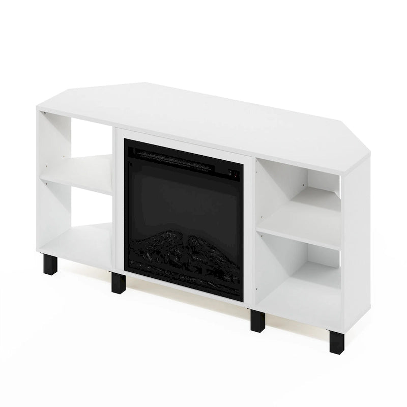Meuble TV d'angle pour cheminée Furinno Jensen avec pieds en métal, pour téléviseurs jusqu'à 55 pouces