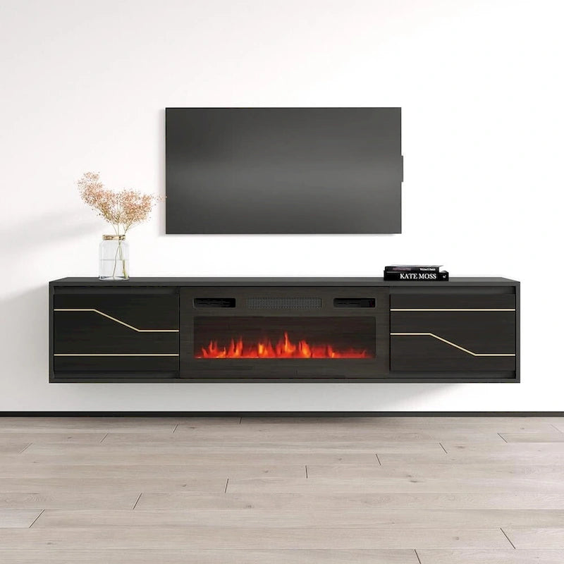 Meuble TV avec cheminée Maze BL-EF