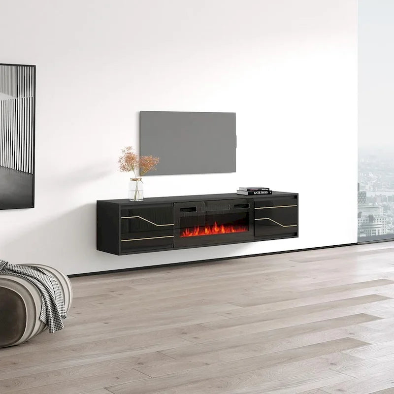 Meuble TV avec cheminée Maze BL-EF