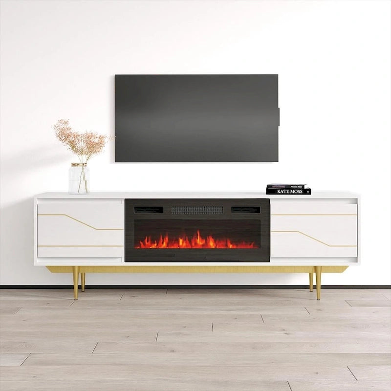 Meuble TV avec cheminée Maze BL-EF