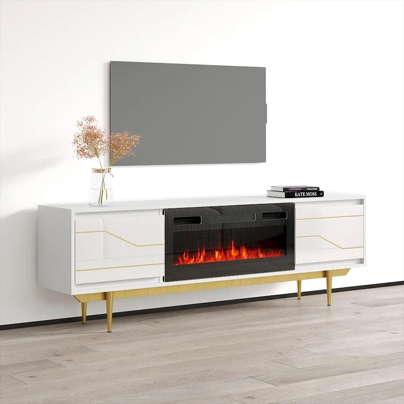 Meuble TV avec cheminée Maze BL-EF