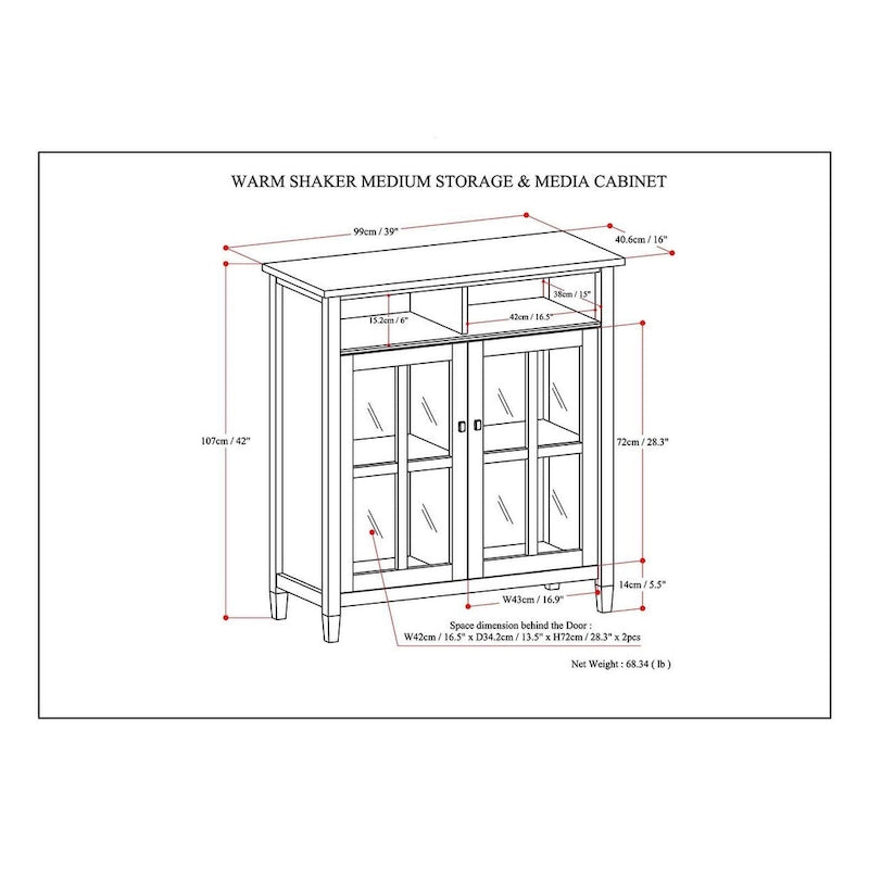 Meuble de rangement média WYNDENHALL Norfolk en bois - 39La x 16P x 42H