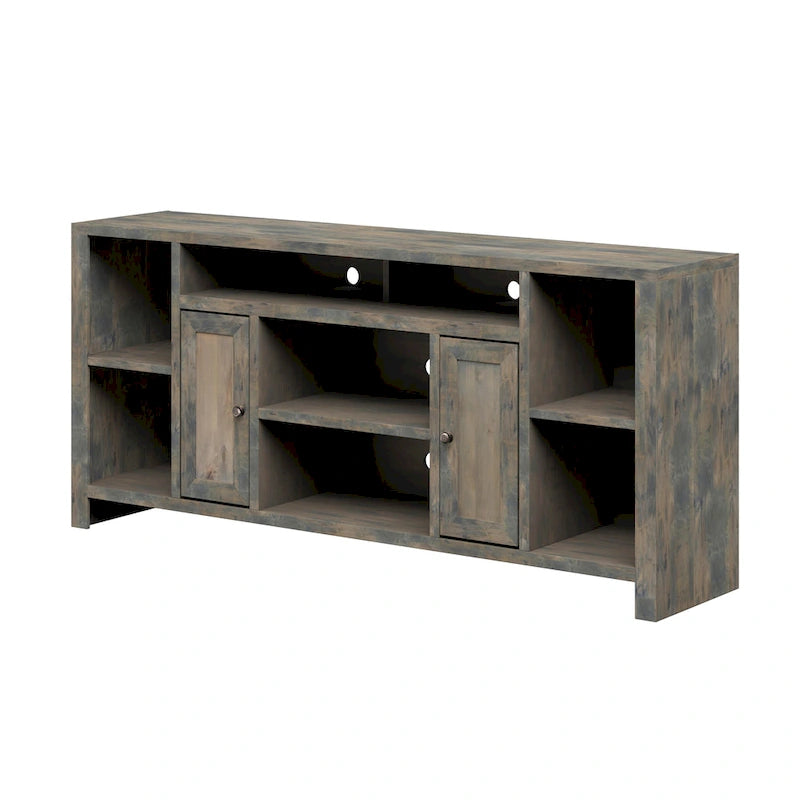 Meuble TV Bridgevine Home Joshua Creek de 74 pouces pour téléviseurs jusqu'à 85 pouces, aucun assemblage requis, finition bois de grange