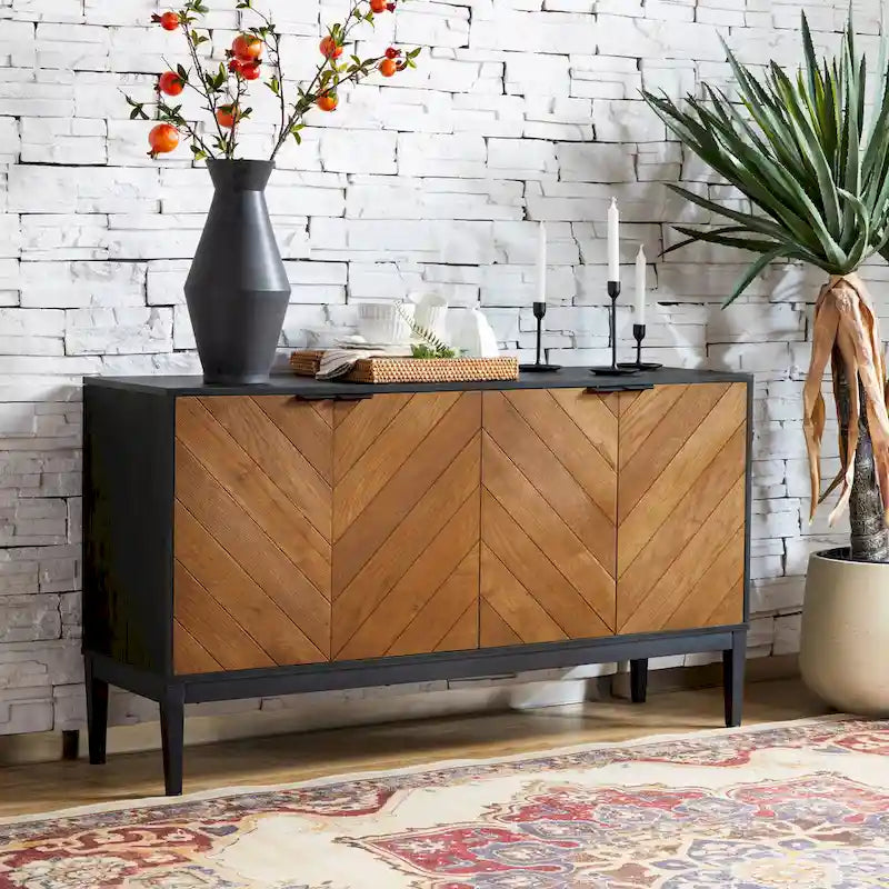 Meuble TV en chevrons moderne Senin avec étagères réglables de HULALA HOME - 140 cm
