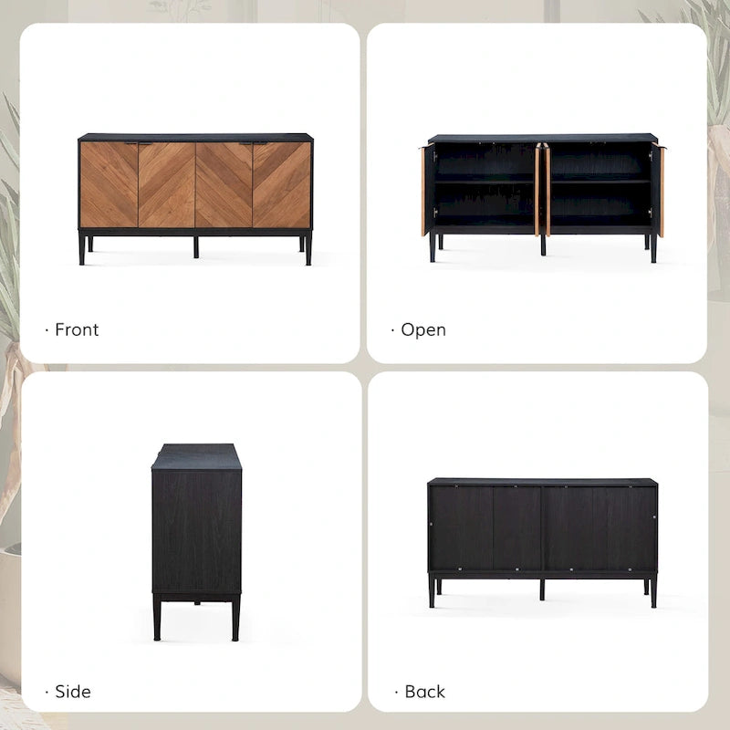 Meuble TV en chevrons moderne Senin avec étagères réglables de HULALA HOME - 140 cm