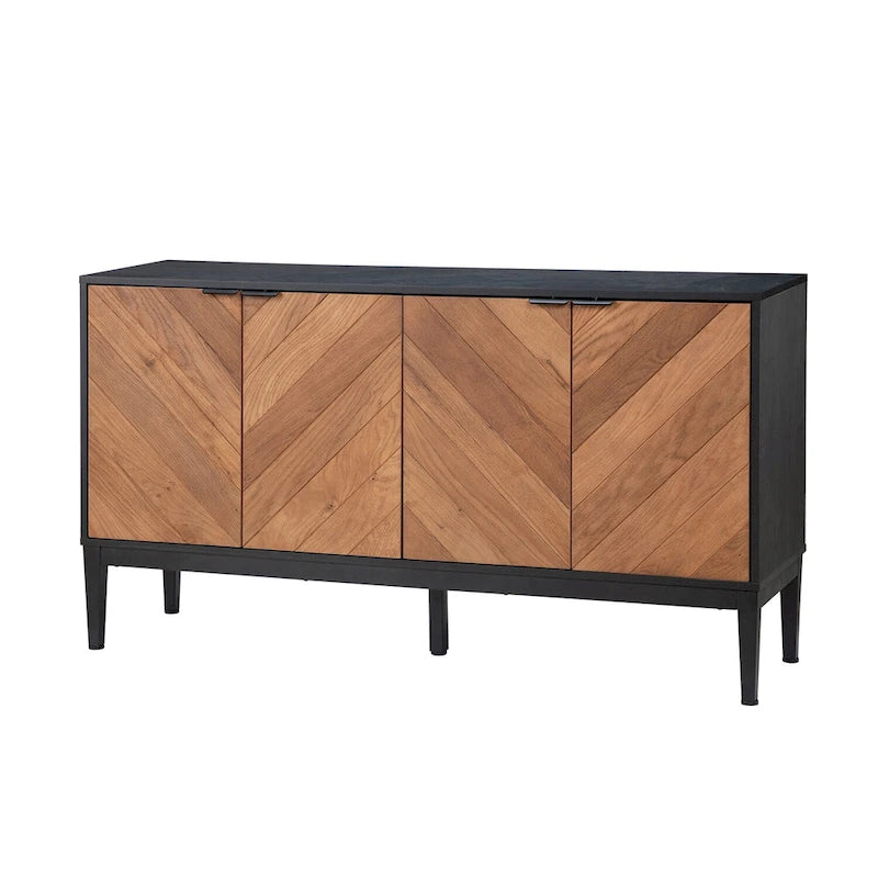 Meuble TV en chevrons moderne Senin avec étagères réglables de HULALA HOME - 140 cm
