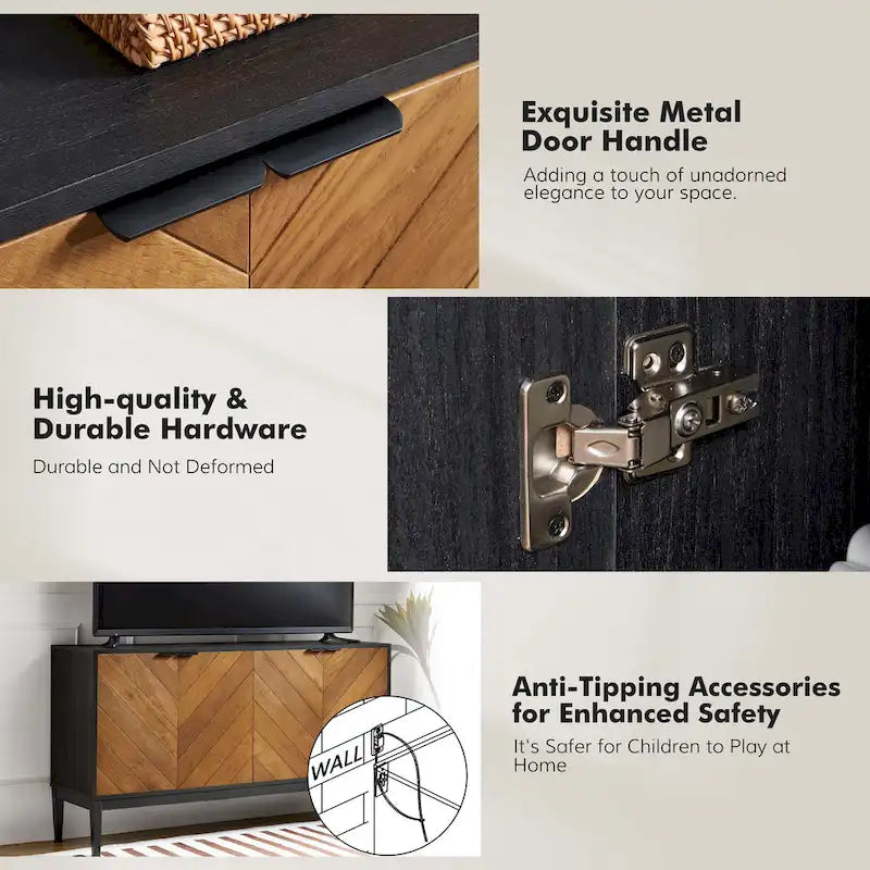 Meuble TV en chevrons moderne Senin avec étagères réglables de HULALA HOME - 140 cm