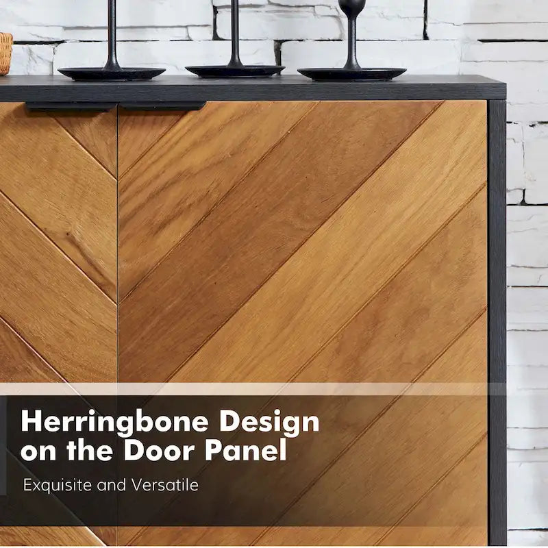 Meuble TV en chevrons moderne Senin avec étagères réglables de HULALA HOME - 140 cm