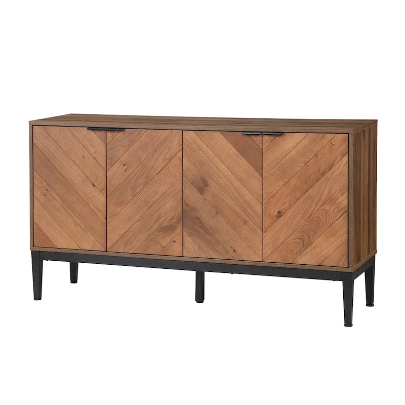 Meuble TV en chevrons moderne Senin avec étagères réglables de HULALA HOME - 140 cm