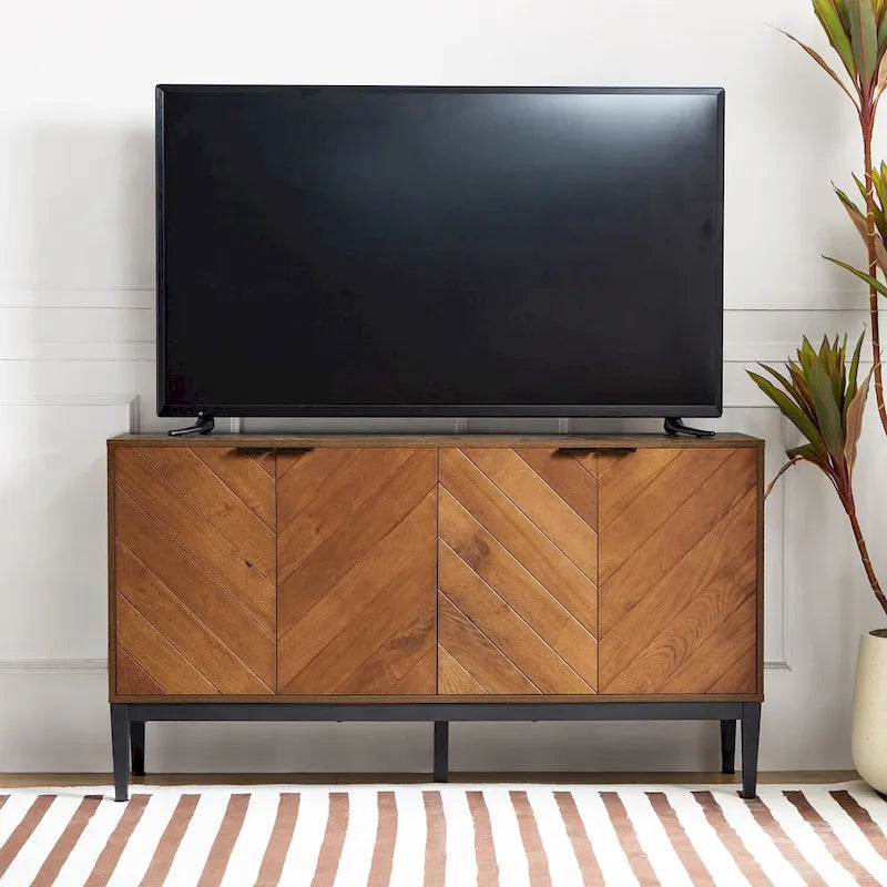Meuble TV en chevrons moderne Senin avec étagères réglables de HULALA HOME - 140 cm