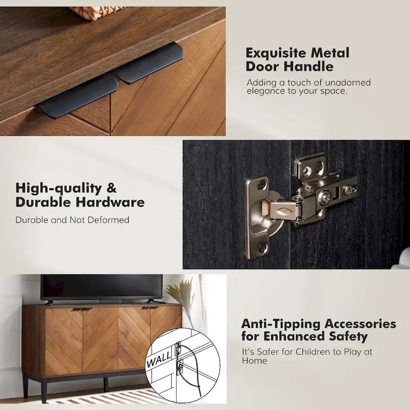 Meuble TV en chevrons moderne Senin avec étagères réglables de HULALA HOME - 140 cm