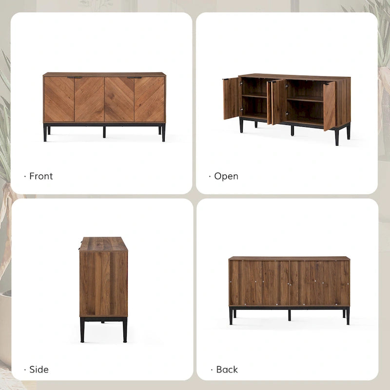 Meuble TV en chevrons moderne Senin avec étagères réglables de HULALA HOME - 140 cm