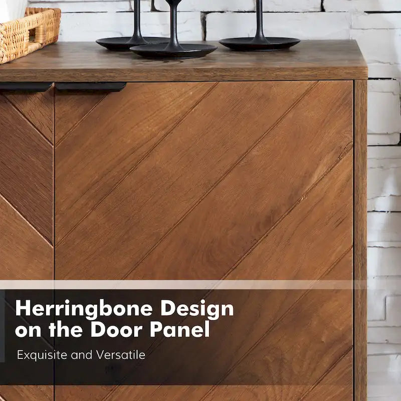 Meuble TV en chevrons moderne Senin avec étagères réglables de HULALA HOME - 140 cm