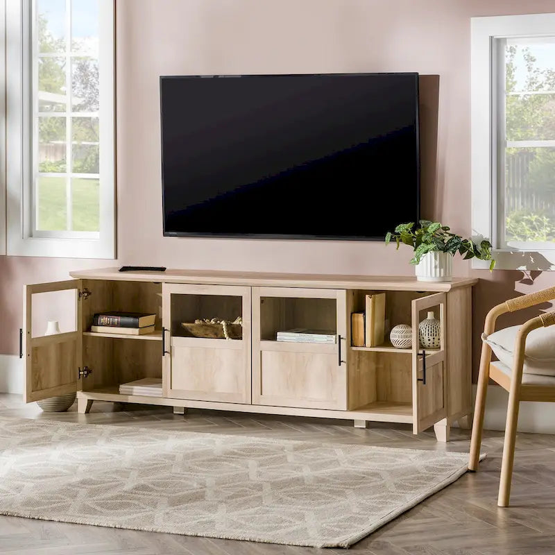 Meuble TV Middlebrook à panneau divisé de 70 pouces à 4 portes