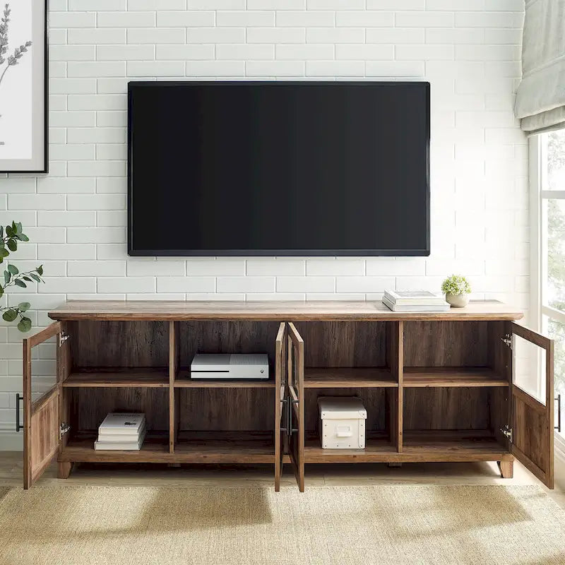 Meuble TV Middlebrook à panneau divisé de 70 pouces à 4 portes