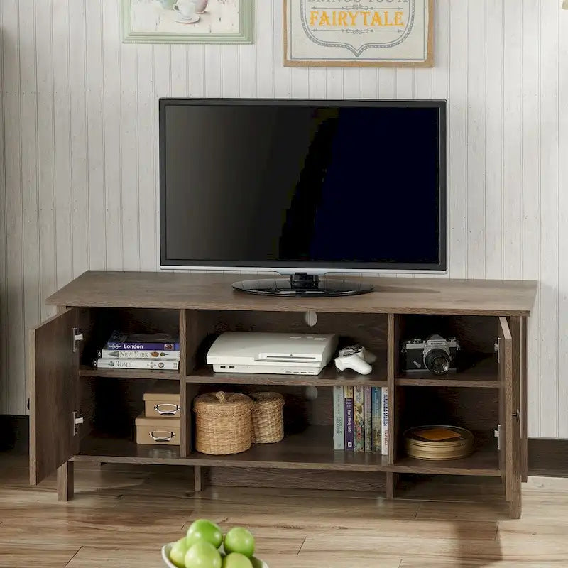 Meuble TV Rogan en noyer vieilli, 6 étagères, 48 pouces, par Carbon Loft