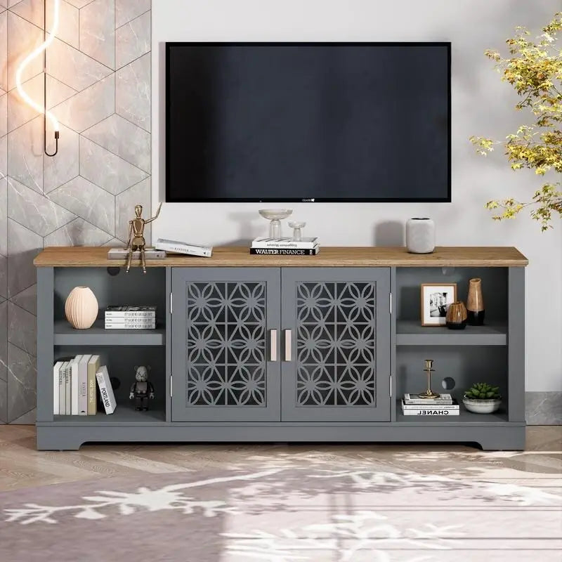 Meuble TV décoratif floral de 70 po pour téléviseurs jusqu'à 82 po