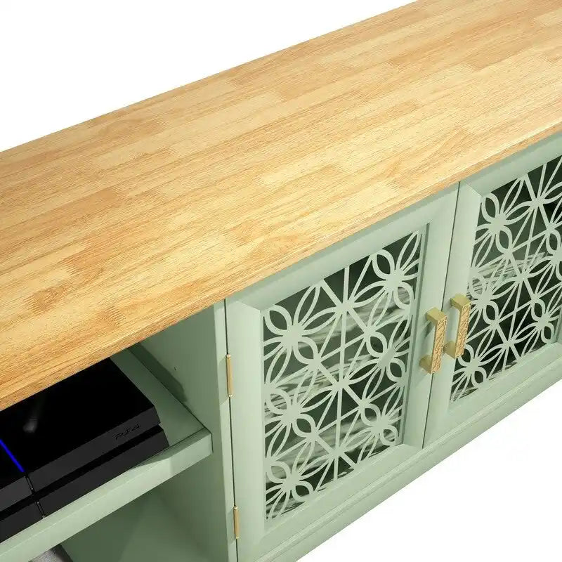 Meuble TV décoratif floral de 70 po pour téléviseurs jusqu'à 82 po