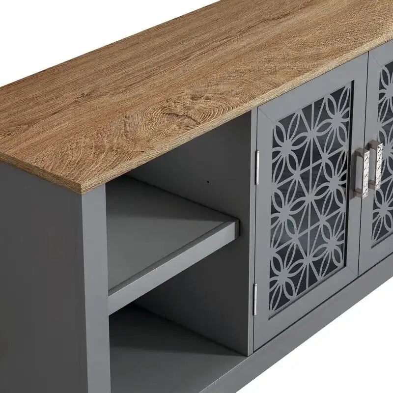 Meuble TV décoratif floral de 70 po pour téléviseurs jusqu'à 82 po