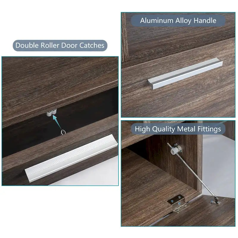 Meuble TV LED moderne avec placard, montage rapide en 20 minutes - 130 cm x 35 cm x 45 cm