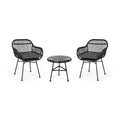 Ensemble de conversation d'extérieur Lehrman deux places en similicuir tressé avec table en verre trempé par Christopher Knight Home