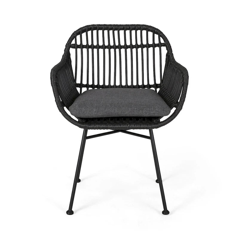 Ensemble de conversation d'extérieur Lehrman deux places en similicuir tressé avec table en verre trempé par Christopher Knight Home