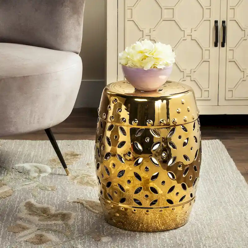 Tabouret de Jardin Décoratif en Céramique Blanche Harmony Snaefridur Paradise de SAFAVIEH