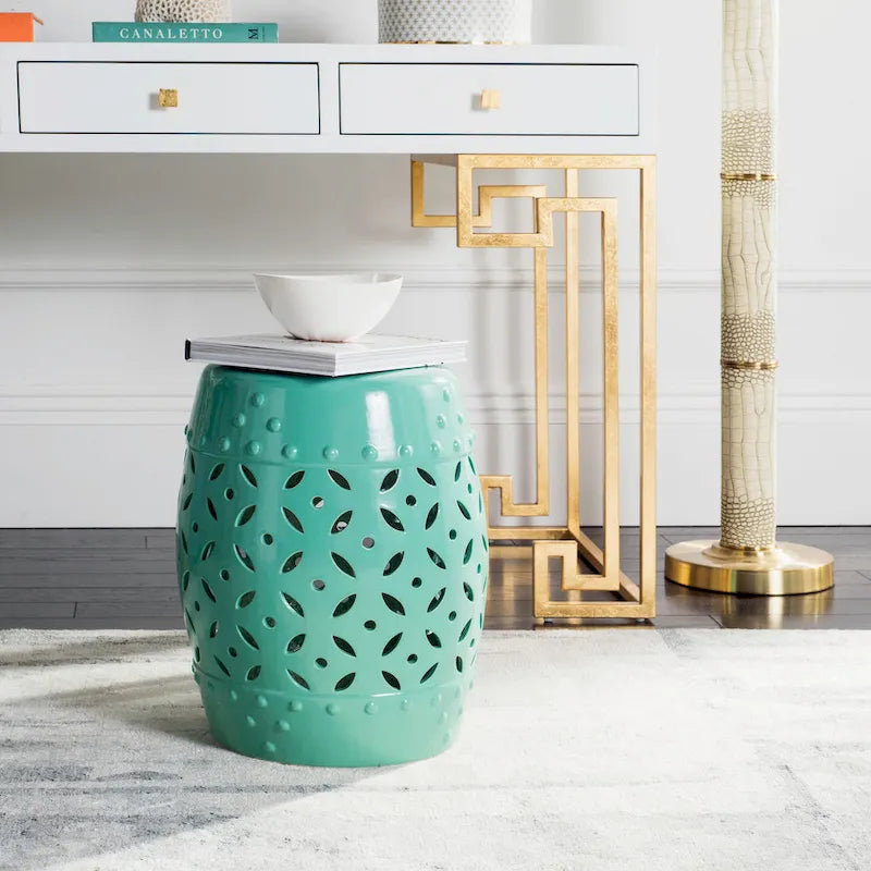 Tabouret de Jardin Décoratif en Céramique Blanche Harmony Snaefridur Paradise de SAFAVIEH
