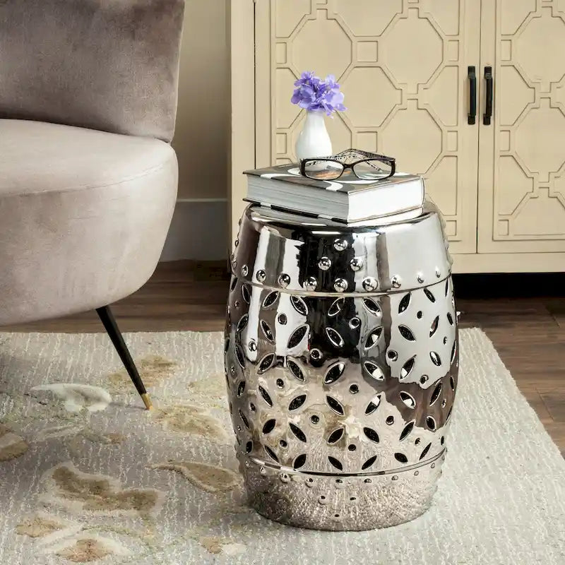 Tabouret de Jardin Décoratif en Céramique Blanche Harmony Snaefridur Paradise de SAFAVIEH