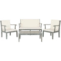 Ensemble de patio 4 pièces Kaia en bois d'acacia d'extérieur SAFAVIEH - 48L x 32P x 25H