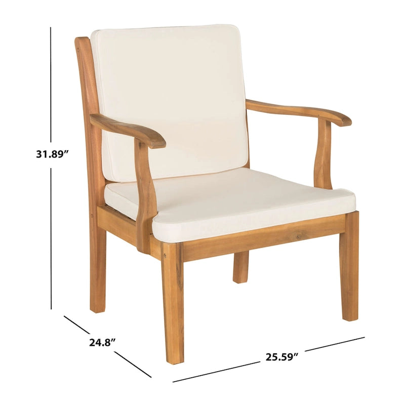 Ensemble de patio 4 pièces Kaia en bois d'acacia d'extérieur SAFAVIEH - 48L x 32P x 25H