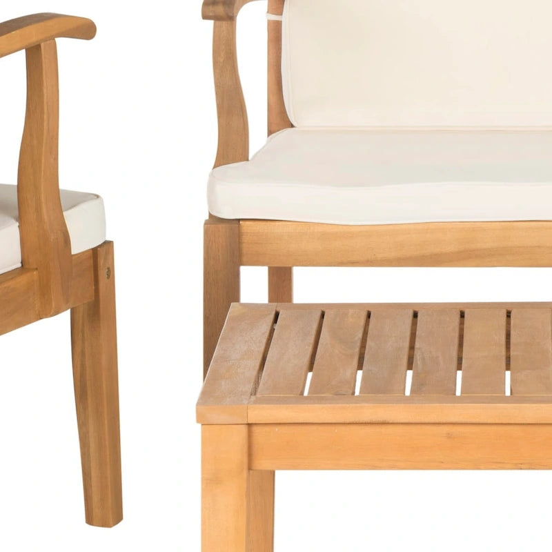 Ensemble de patio 4 pièces Kaia en bois d'acacia d'extérieur SAFAVIEH - 48L x 32P x 25H