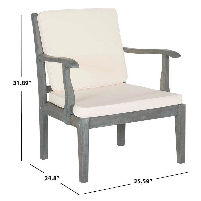 Ensemble de patio 4 pièces Kaia en bois d'acacia d'extérieur SAFAVIEH - 48L x 32P x 25H