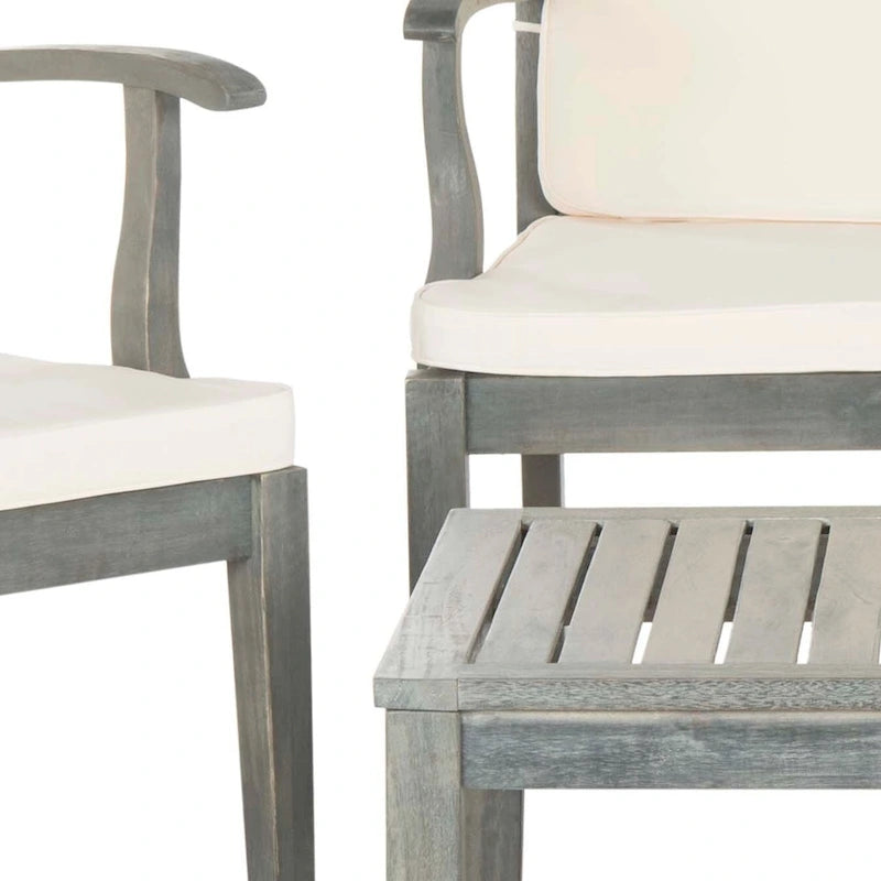 Ensemble de patio 4 pièces Kaia en bois d'acacia d'extérieur SAFAVIEH - 48L x 32P x 25H