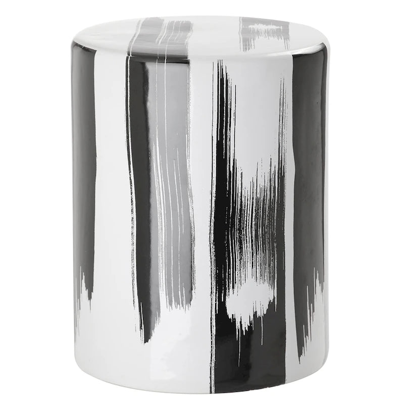 Tabouret de jardin en céramique noir Safavieh Radita, motif abstrait et moderne