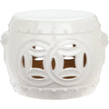 Tabouret de jardin décoratif en céramique blanche antique à double pièce Safavieh Noelly