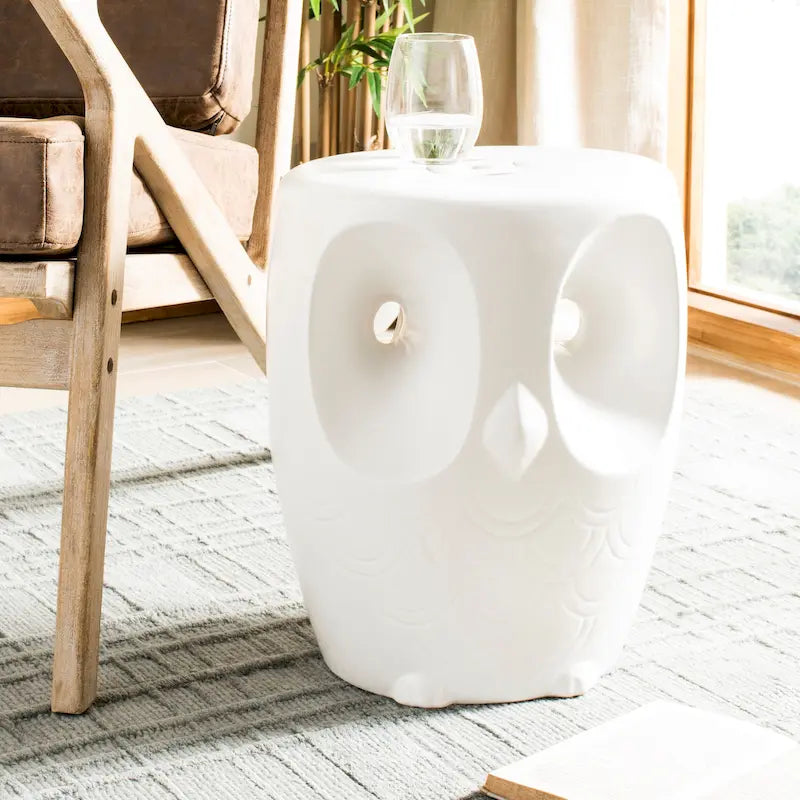 Tabouret de jardin décoratif d'intérieur/extérieur en céramique SAFAVIEH Media Owl