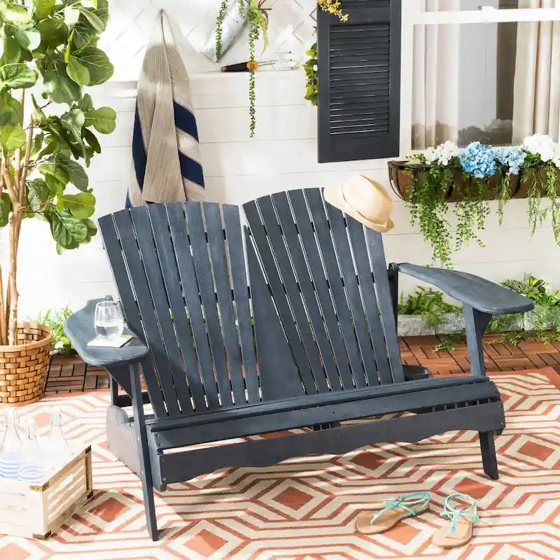 Banc d'extérieur Adirondack Fanie en bois d'acacia SAFAVIEH - 57Lx37Px33H