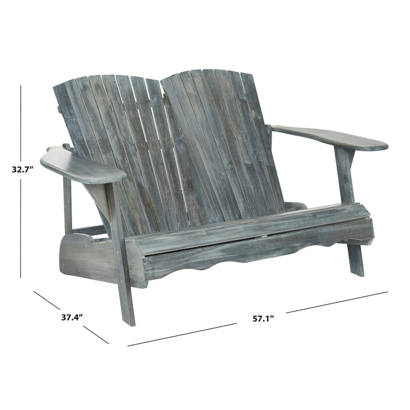 Banc d'extérieur Adirondack Fanie en bois d'acacia SAFAVIEH - 57Lx37Px33H