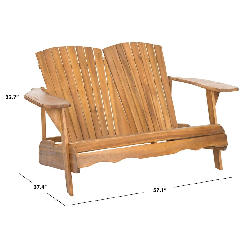 Banc d'extérieur Adirondack Fanie en bois d'acacia SAFAVIEH - 57Lx37Px33H
