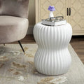 Tabouret de jardin décoratif ovale en céramique blanche Taisia Paradise de SAFAVIEH