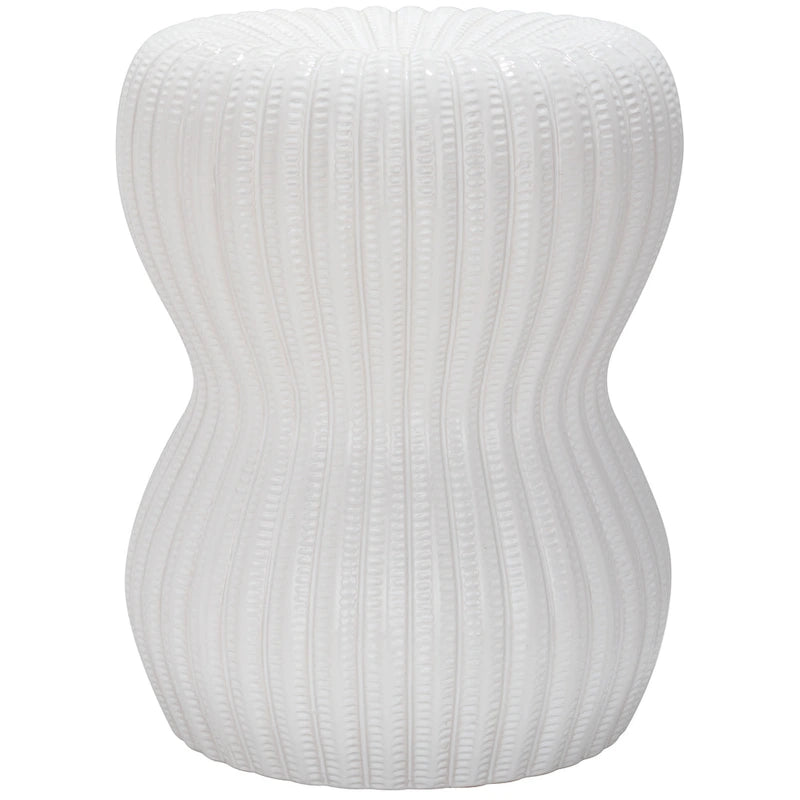 Tabouret de jardin décoratif ovale en céramique blanche Taisia Paradise de SAFAVIEH